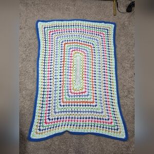 Handmade Neon Crochet Blanket Baby Blanket Vintage lap blanket